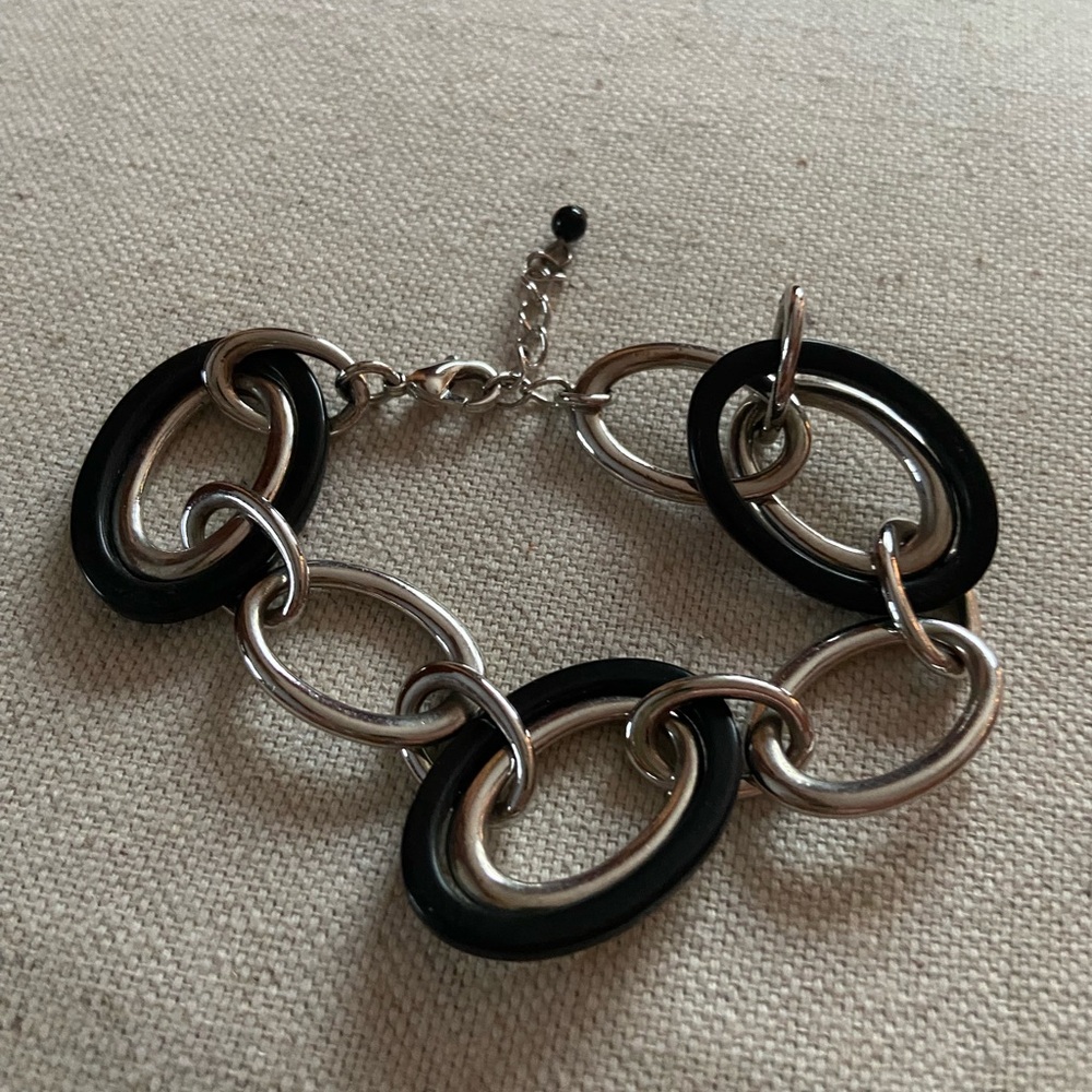 Lia Sophia Silver and Black Oval Link Bracelet